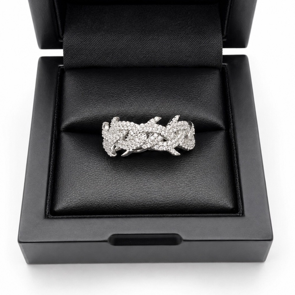 925 Sterling Silver 3.00CTW MOISSANITE Thorn Eternity Band Ring Size 9 or 10